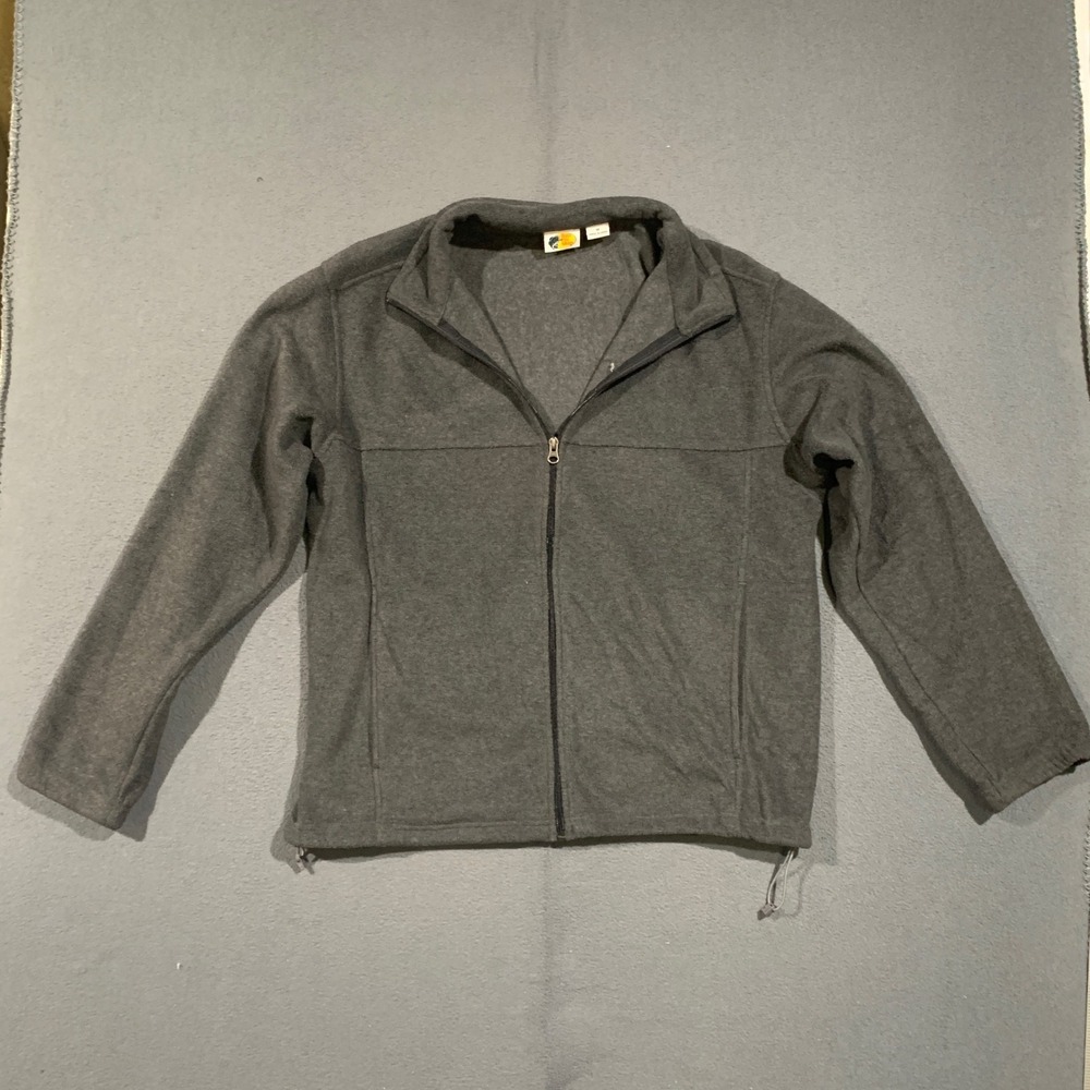 Bass Pro Shops Fleece Jacket Men Medium Gray Full Zip Mock Neck Outdoor Layering